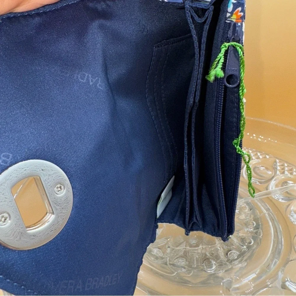 NWT Vera Bradley Chandaliere Floral Women's Wristlet Navy Blue and‎ Orange
